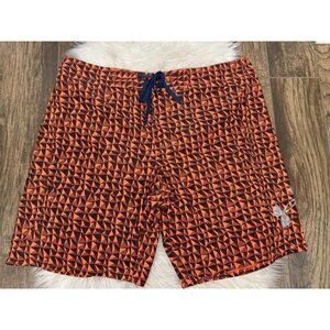 Under Armour UA Bergwind Board short Swimsuit Beta Orange Storm‎ Sz 42 Heat Gear